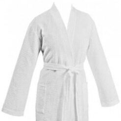 Халат вафельный, кимоно, белый, 100% хлопок, 225гр р.52-54